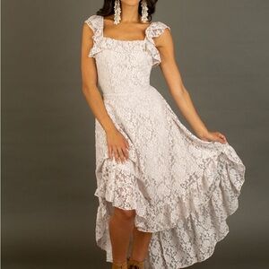Joyfolie Cream Lace High Low Dress